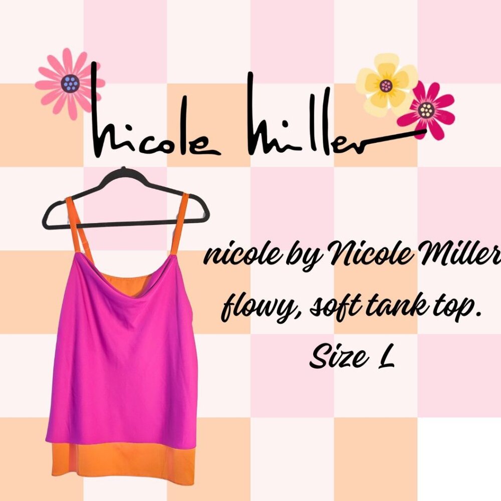 nicole by Nicole Miller bright, flowy tank top, size L.